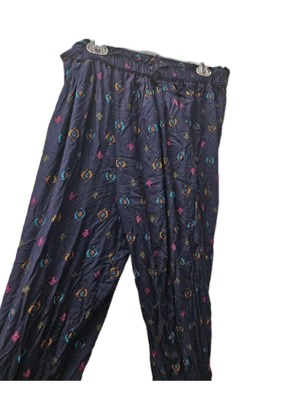 Adrian Jordan Abstract Geometric Print Lounge Pants Baggy Crop 1990s Drawstring